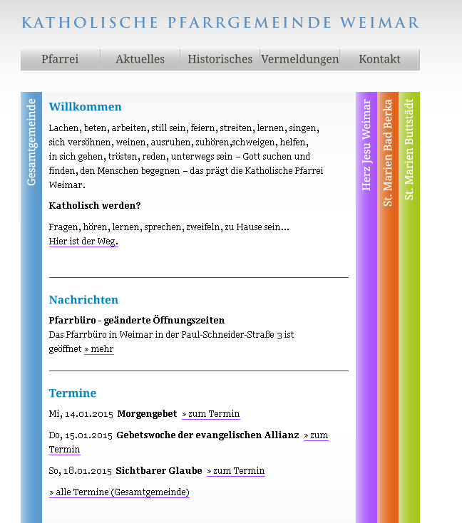 Herz Jesu Weimar, Startseite der Homepage am 12. Januar 2015